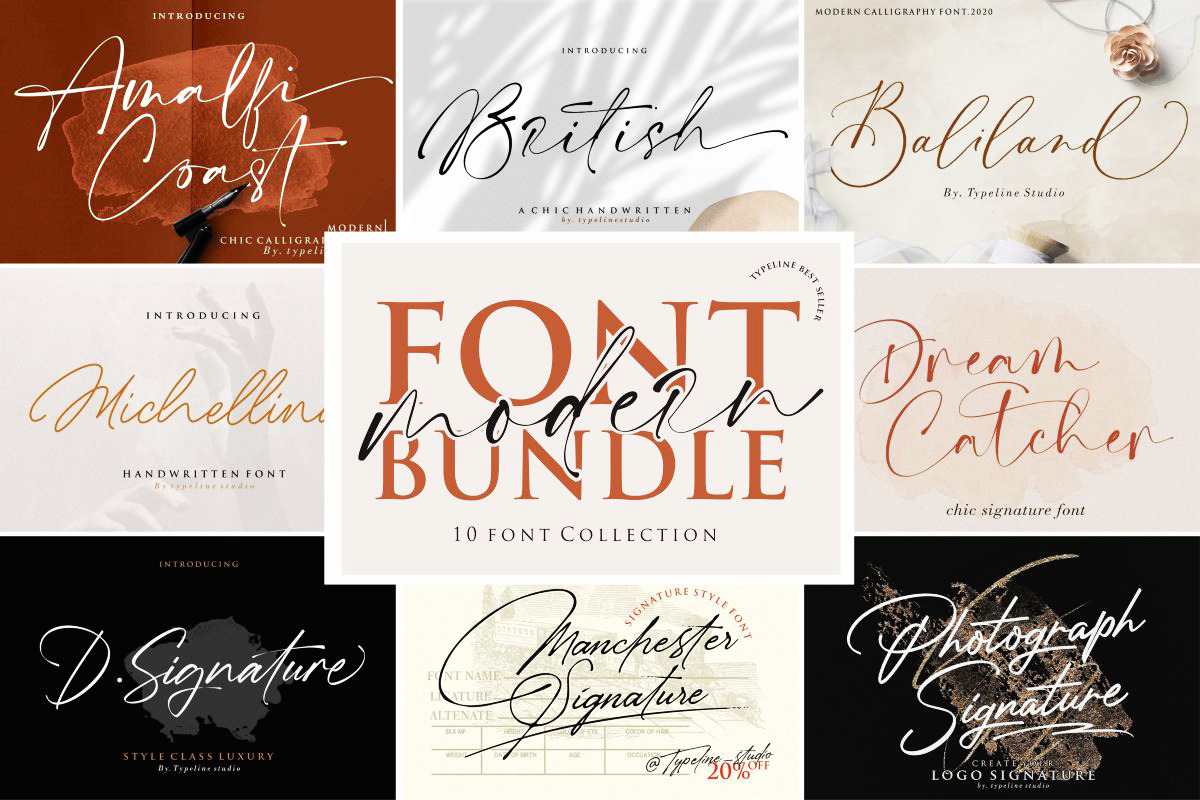 The Modern Handwritten Font Bundle, a Handwriting Font by typeline studio