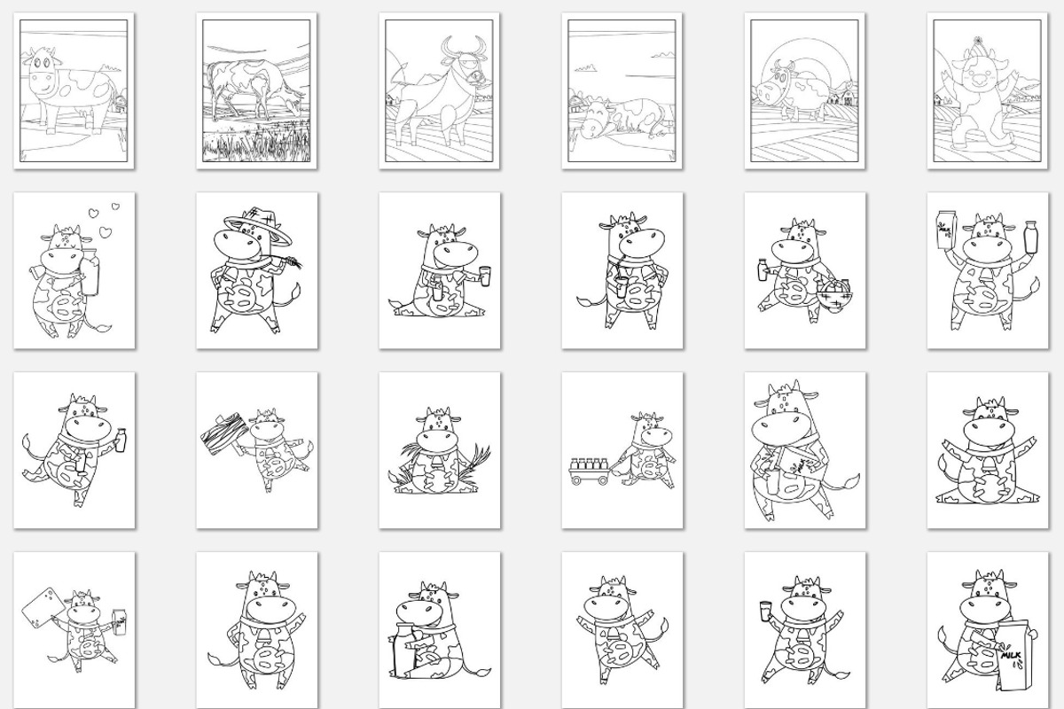 78 Happy Cow Coloring Pages Vector, an Animal Illustration by Blue ...