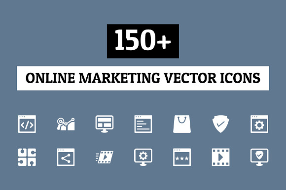 150+ Online Marketing Icons preview 6