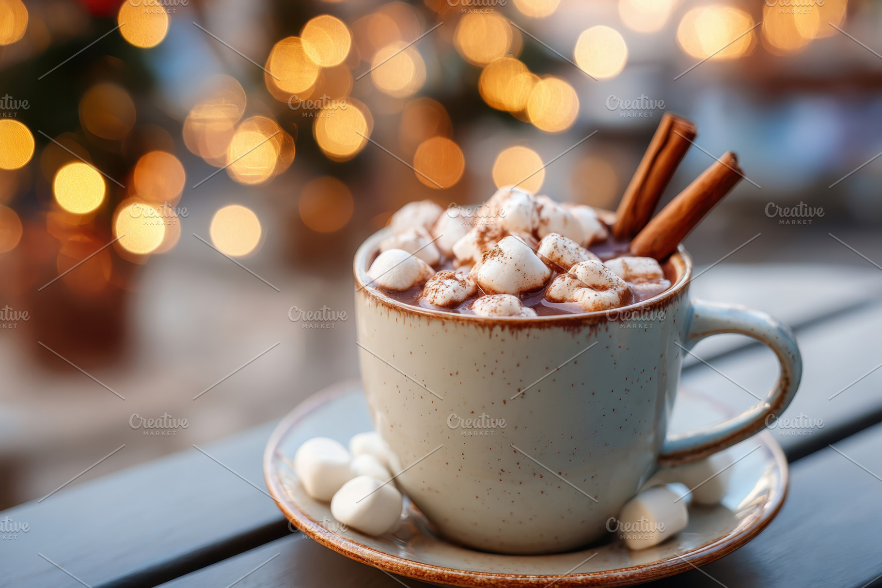 Cozy cup of hot chocolate with marshmallows, a Food & Drink Photo by AlyaAnd