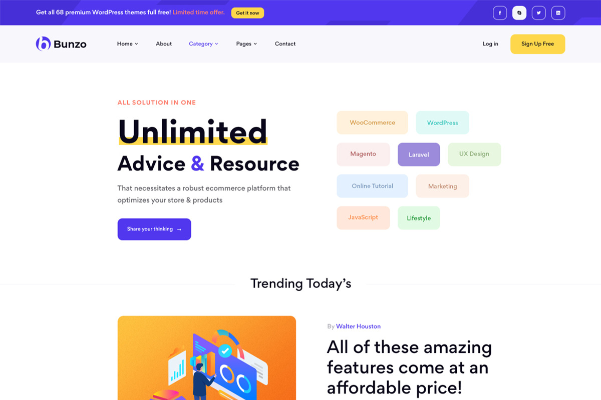 Blog Bootstrap HTML Template - Bunzo, a Bootstrap Template by HasThemes (Photo 5 of 6)