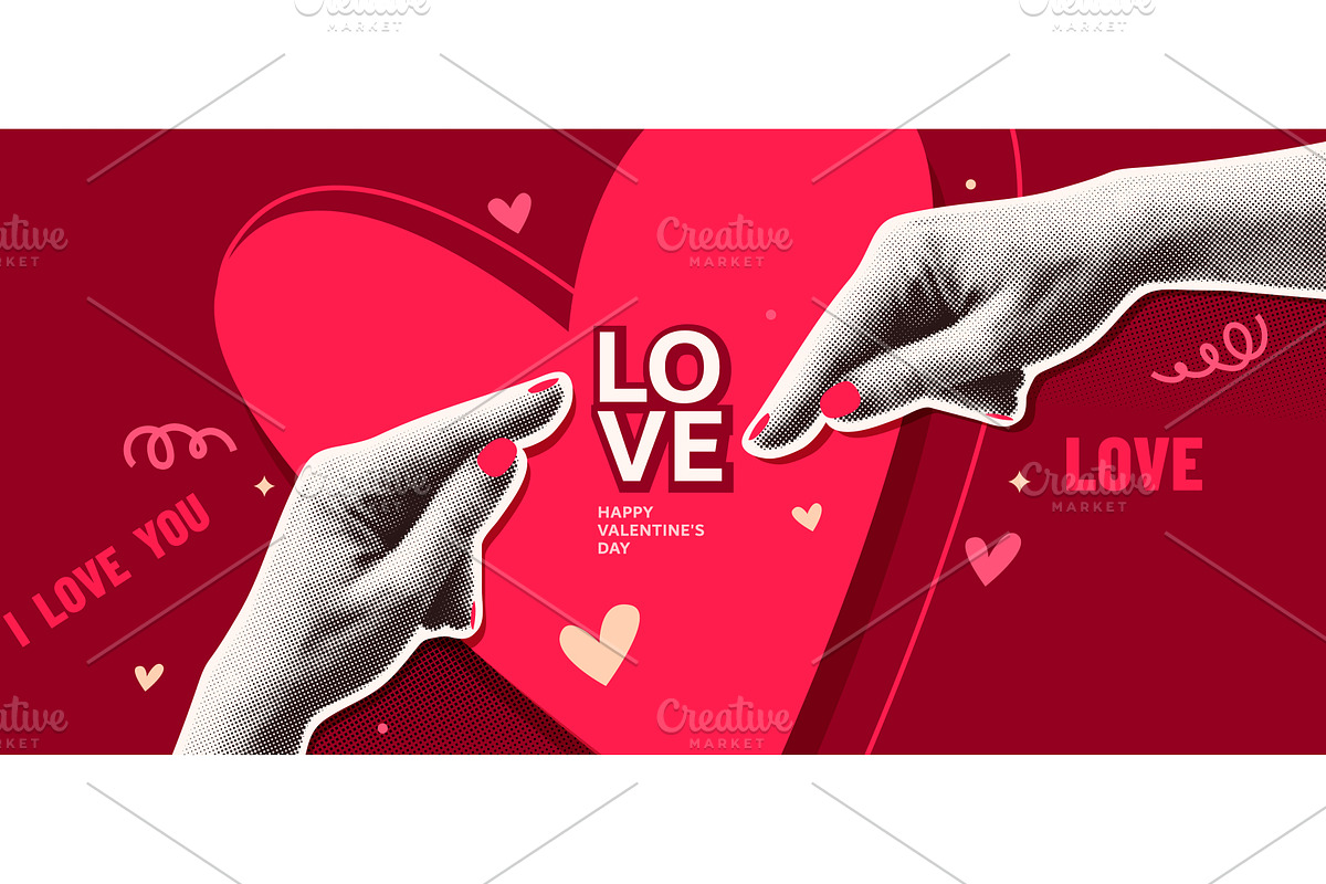 Valentines day greeting banner, an Illustration by Zaie