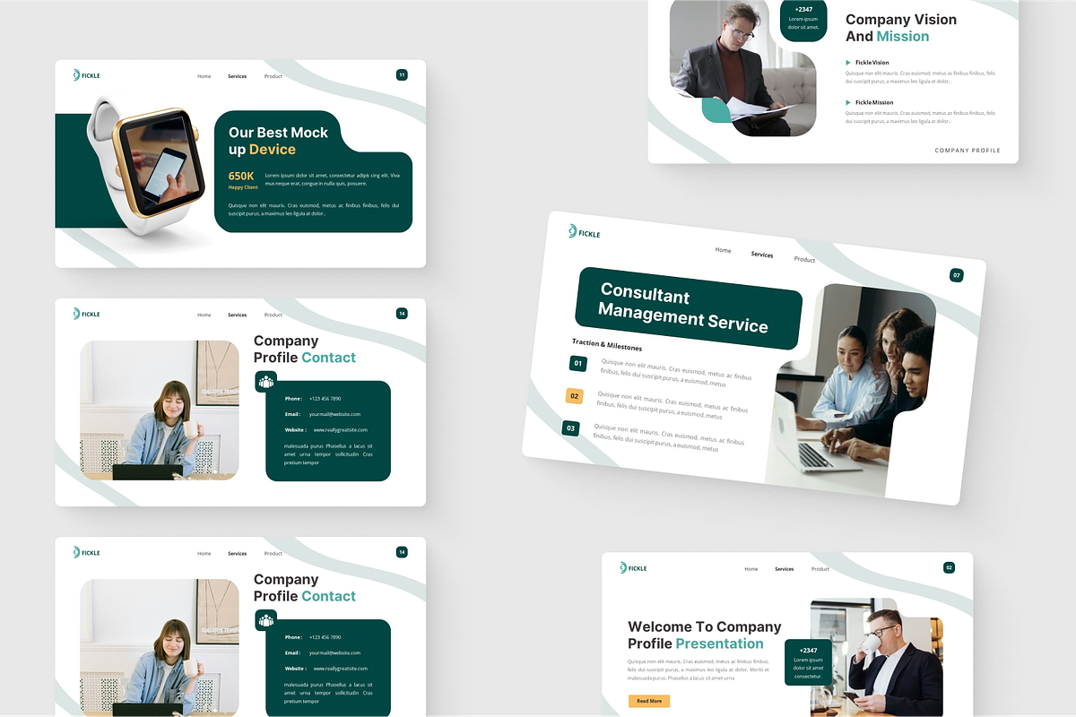 Fickle - Company Profile Powerpoint, a Presentation Template by SquidPixey (Photo 6 of 6)