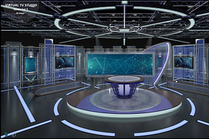 Virtual TV Studio News Set 5