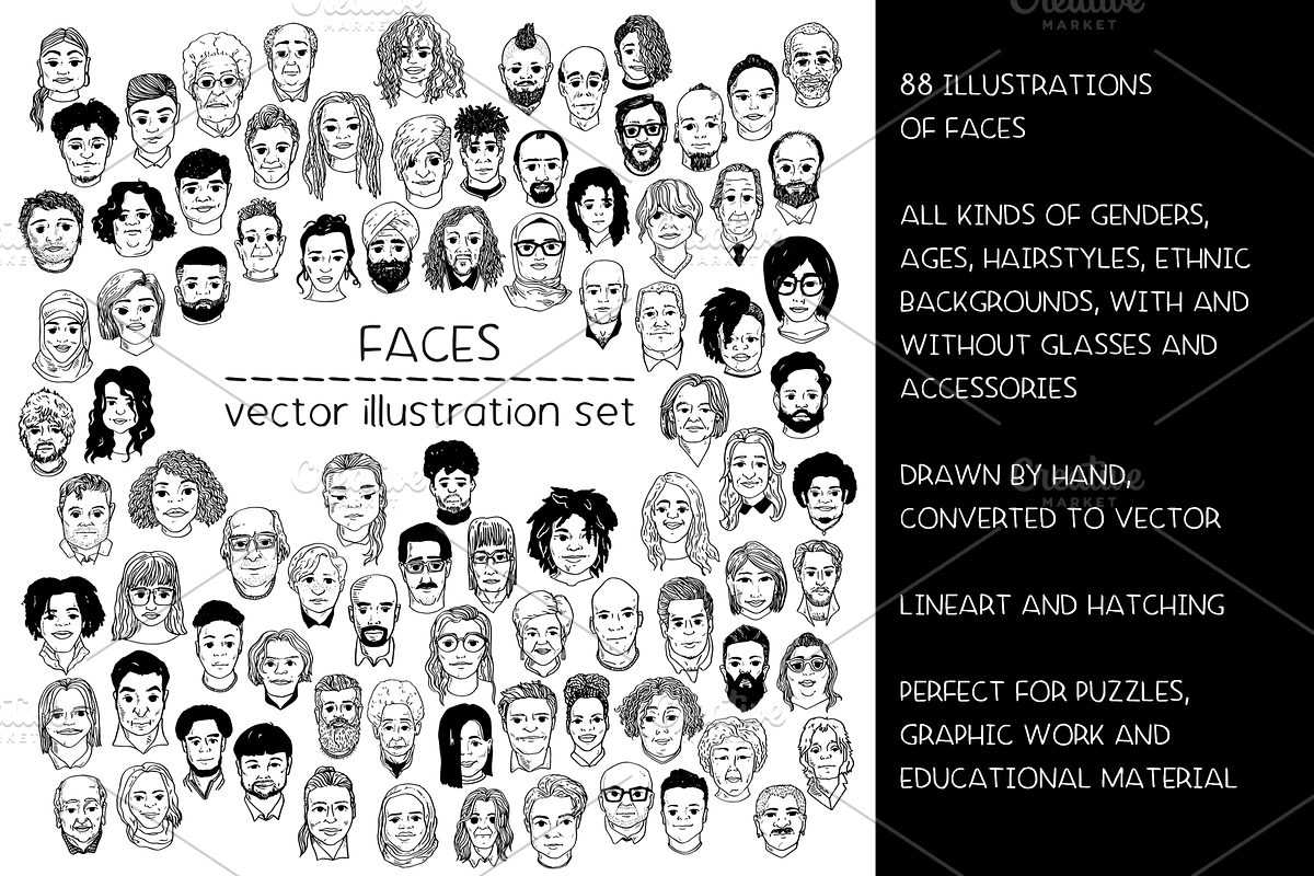 Faces - vector illustrations