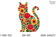 Flower Cat Png Sublimation Design, an Animal Illustration by Design Station (Thumbnail 1 of 7)