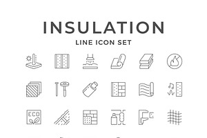 Set Line Icons Of Insulation