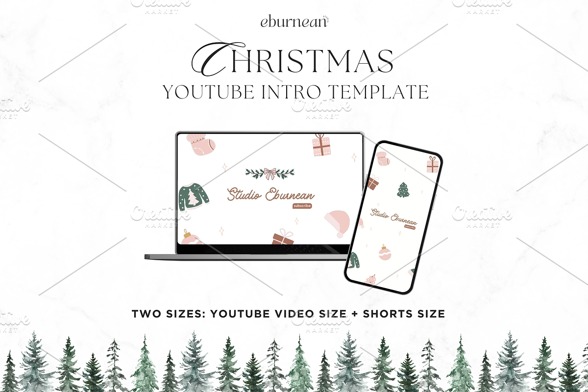 Cute Christmas Youtube Intro Canva, a Social Media Template by Studio Eburnean (Photo 1 of 3)