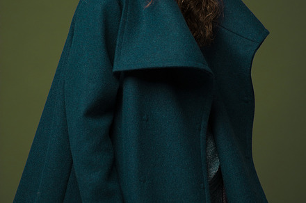 Fashion model woman coat and hat urban style pose on color background in, a Beauty & Fashion Photo by Serovphoto