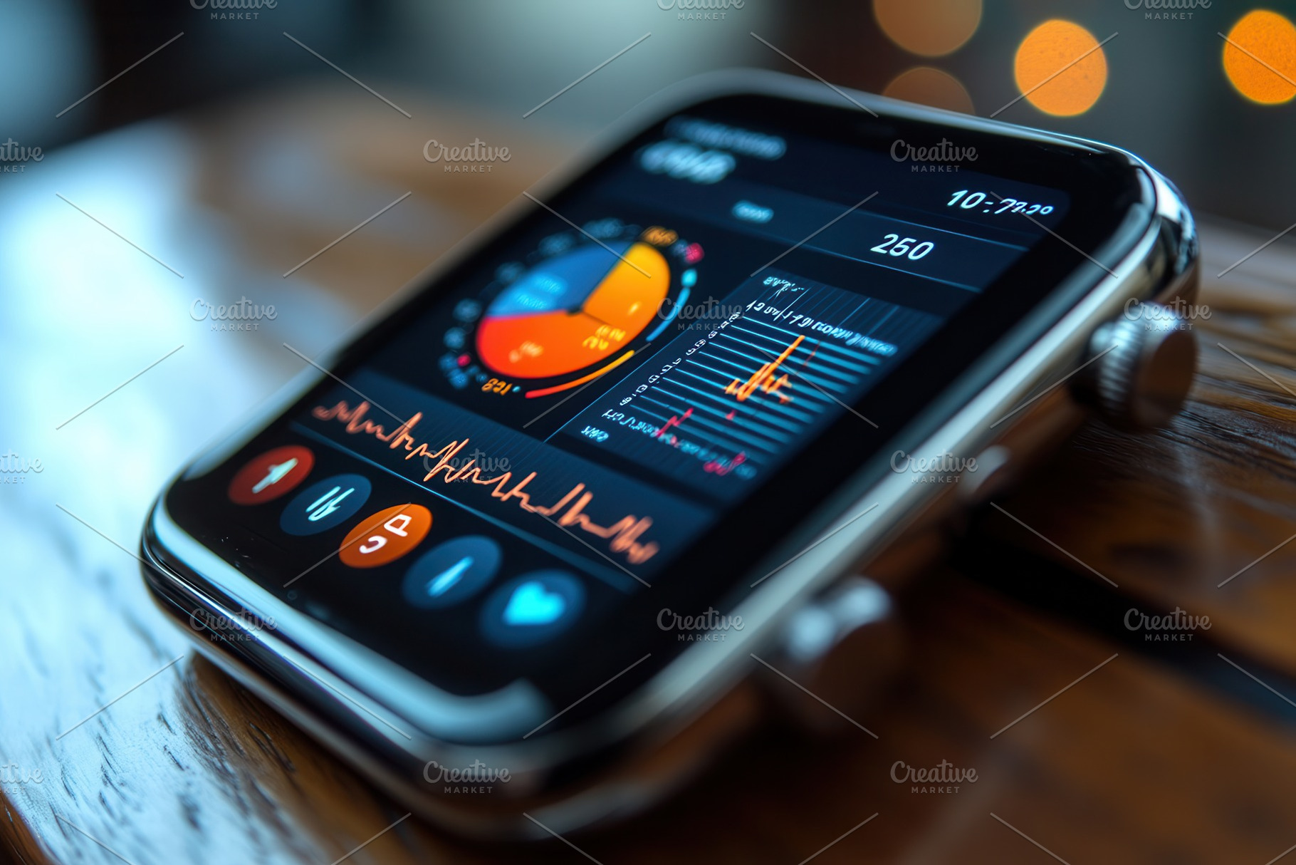 Smart watch displaying health data a, a Photo by Tanuart