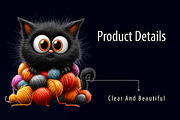 Whimsical Black Funny Cat Clipart, a Seasonal Illustration by RobertsArt (Thumbnail 5 of 7)