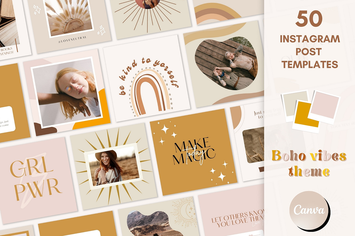 Boho Social Media Templates Canva, a Social Media Template by Boltik Studio (Photo 1 of 9)