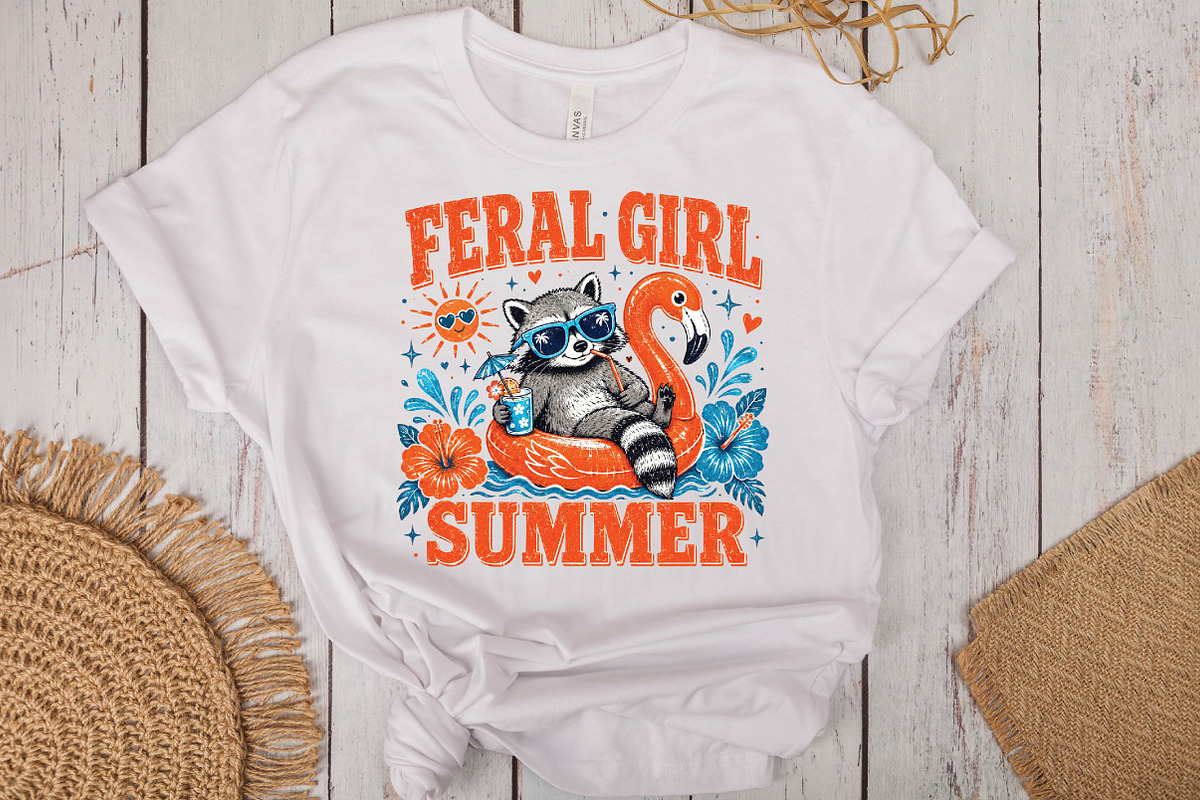 Funny Raccoon Flamingo Sublimation, a Seasonal Illustration by DreamPrint404 (Photo 4 of 6)