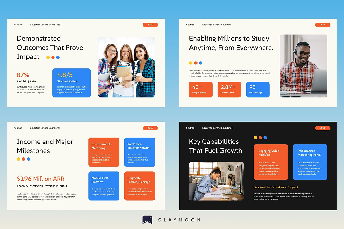 Online Study Platform Pitch Deck, a Presentation Template by Claymoon Lab (Photo 5 of 7)