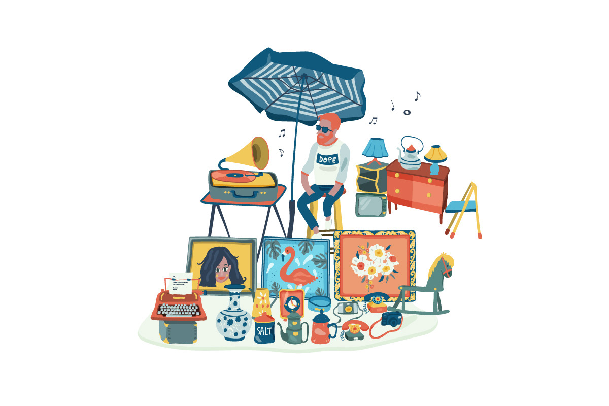 Doodle retro flea market set, a Decorative Illustration by Wanwiss (Photo 2 of 9)
