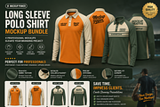 Long Sleeve Polo Shirt Mockup Bundle, a Shirt Mockup by Mockup Power (Thumbnail 1 of 4)