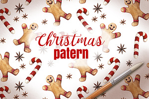 Watercolor Christmas pattern 