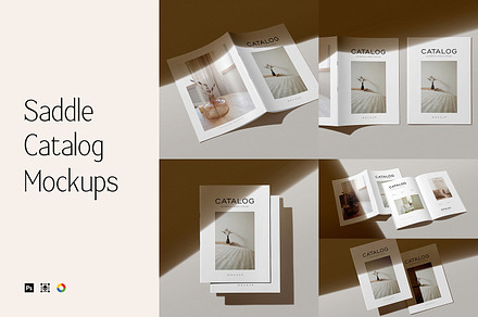 A4 Vertical Saddle Catalog Mockups