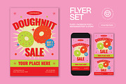 Pink Quirky Doughnut Sale Flyer Set, a Flyer Template by graphicook (Thumbnail 1 of 3)