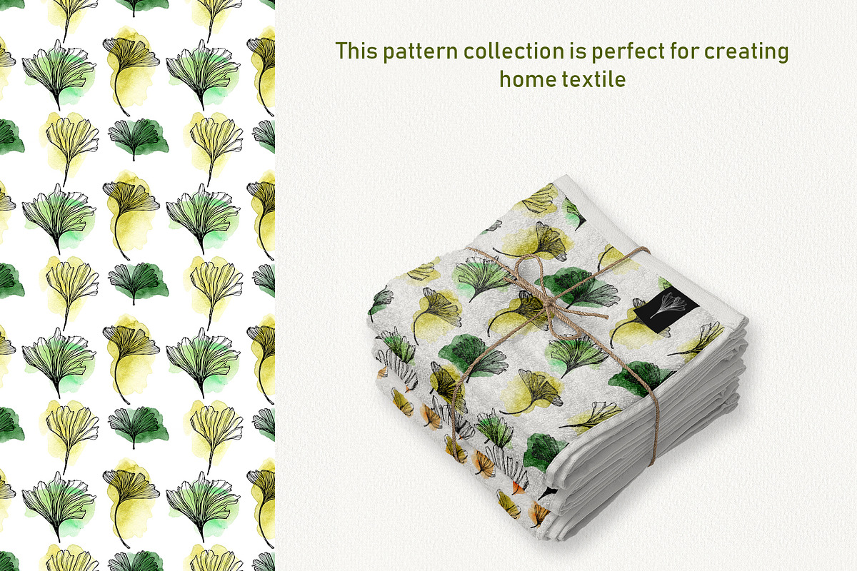 Gingko leaves floral patterns, a Pattern Graphic by Dina Guiter (Photo 11 of 14)