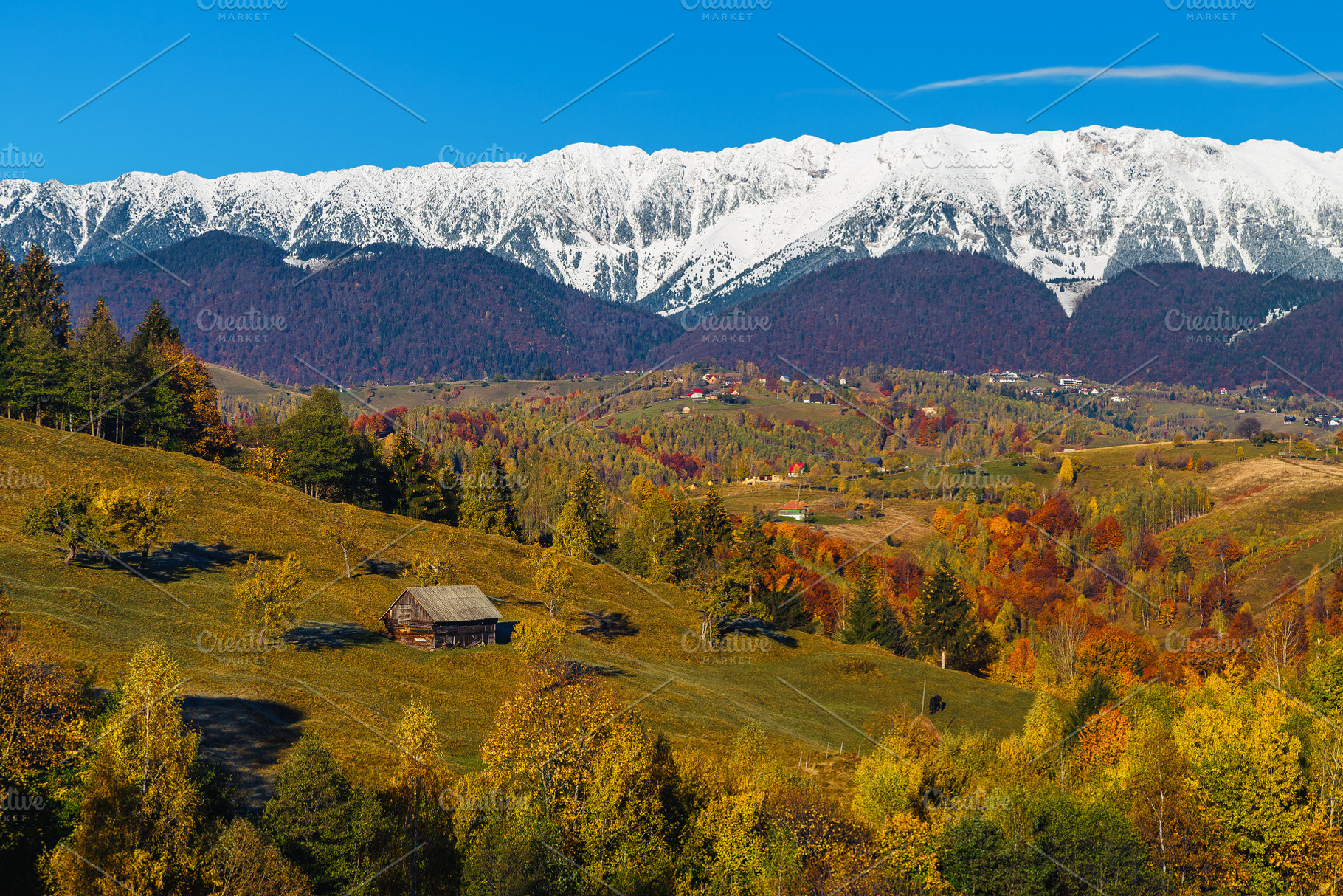 Autumn scenery with snowy mountains, a Nature Photo by Alpine Dreams