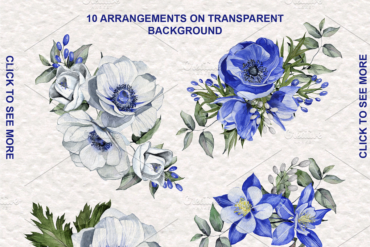 In Blue Anemone Design Set, a Decorative Illustration by Simple Design (Photo 7 of 8)