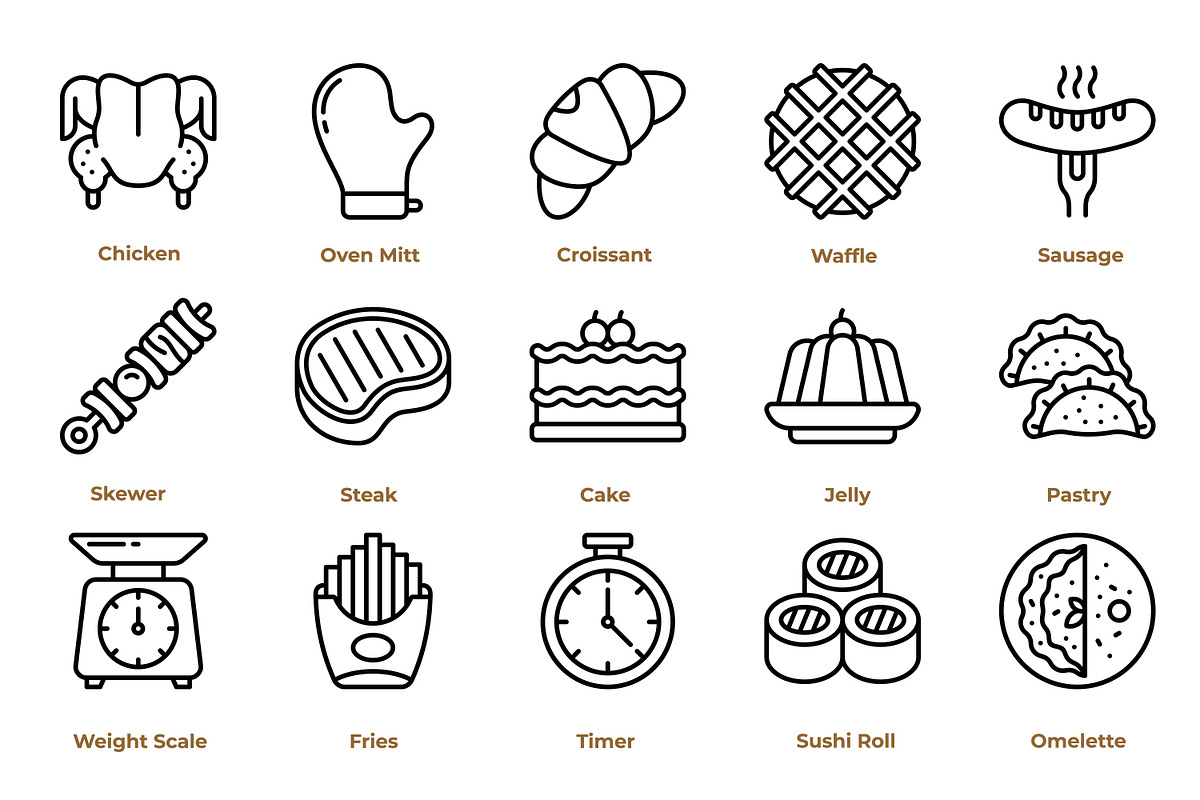 Gastronomy Icon Pack, an Outline Icon by Tekuni (Photo 5 of 10)