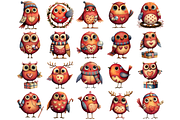 Quirky Christmas Birds Clipart, an Illustration by Markicha Art (Thumbnail 3 of 6)