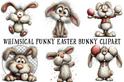 Whimsical Funny Easter Bunny Clipart, an Illustration by OK Design (Thumbnail 2 of 6)