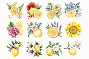 Watercolor Lemon Floral Clipart, an Illustration by Design Market (Thumbnail 3 of 4)