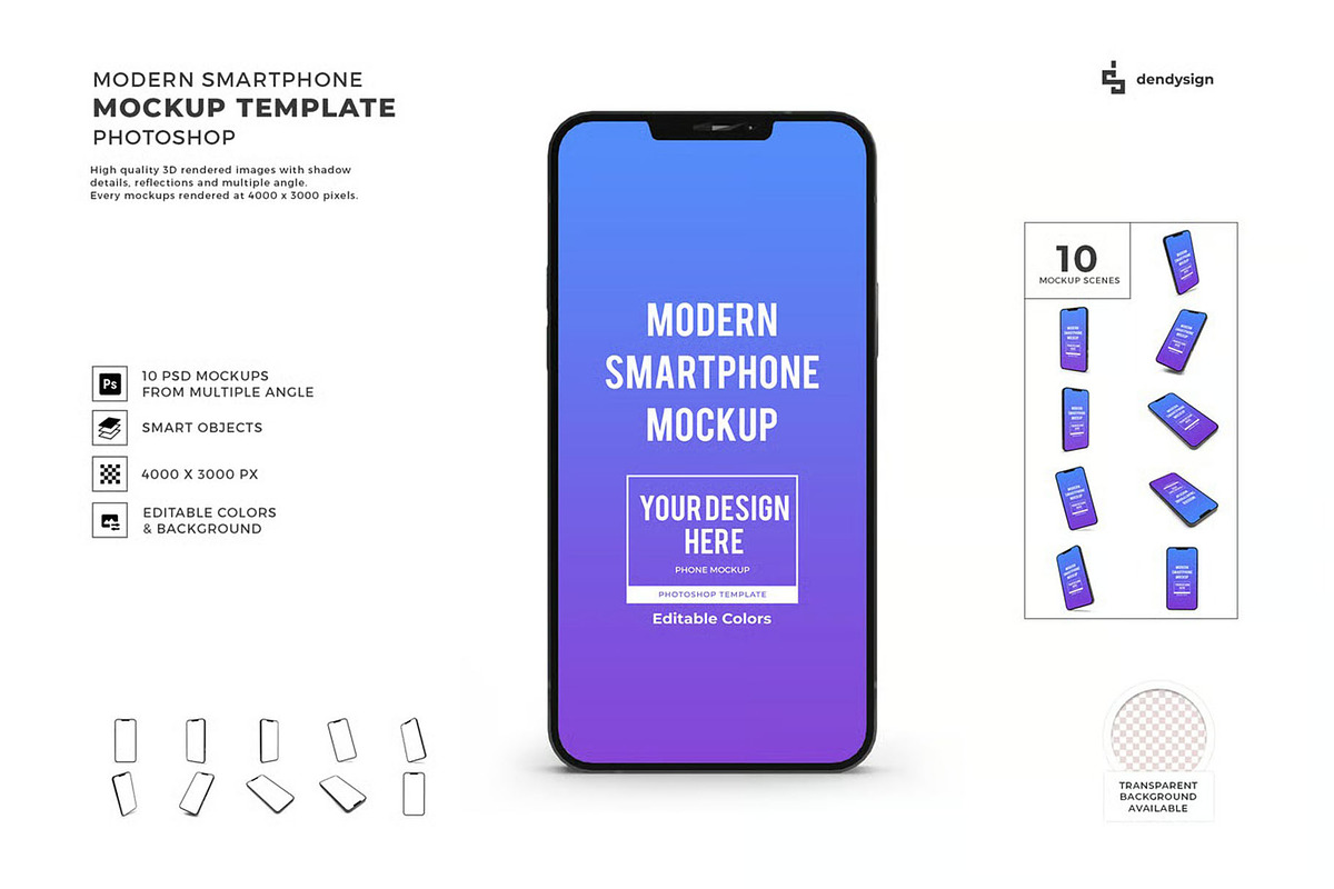 iPhone 13 Mockup Smartphone Template, an iPhone Mockup by DesignRushMarket (Photo 1 of 11)