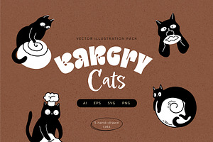 Bakery Cats Vector Illustrations