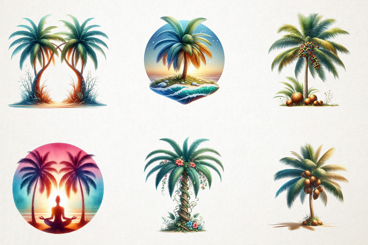 Palm Tree Serenity Clipart, an Illustration by RobertsArt (Photo 2 of 7)