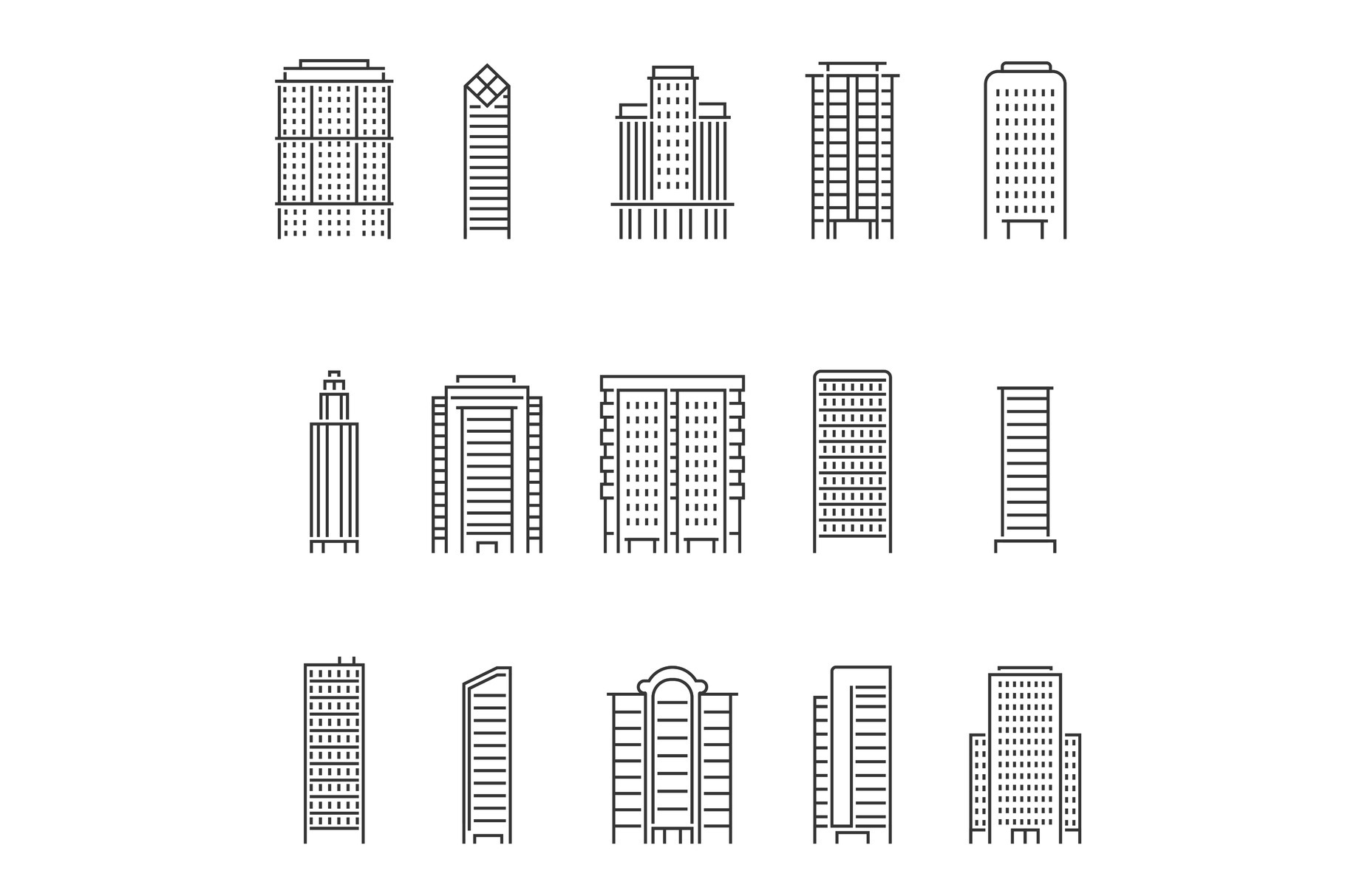 Mono line vector illustrations of modern buildings, a Graphic by Onyx