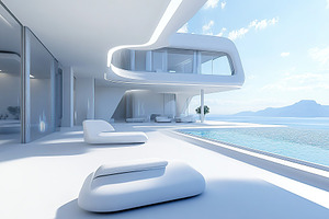 Beautiful futuristic interior of house, an Architecture Photo by AlyaAnd