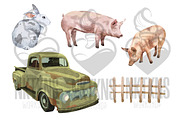Animal Farm Watercolor Clipart, an Animal Illustration by NKTKNS (Thumbnail 3 of 6)
