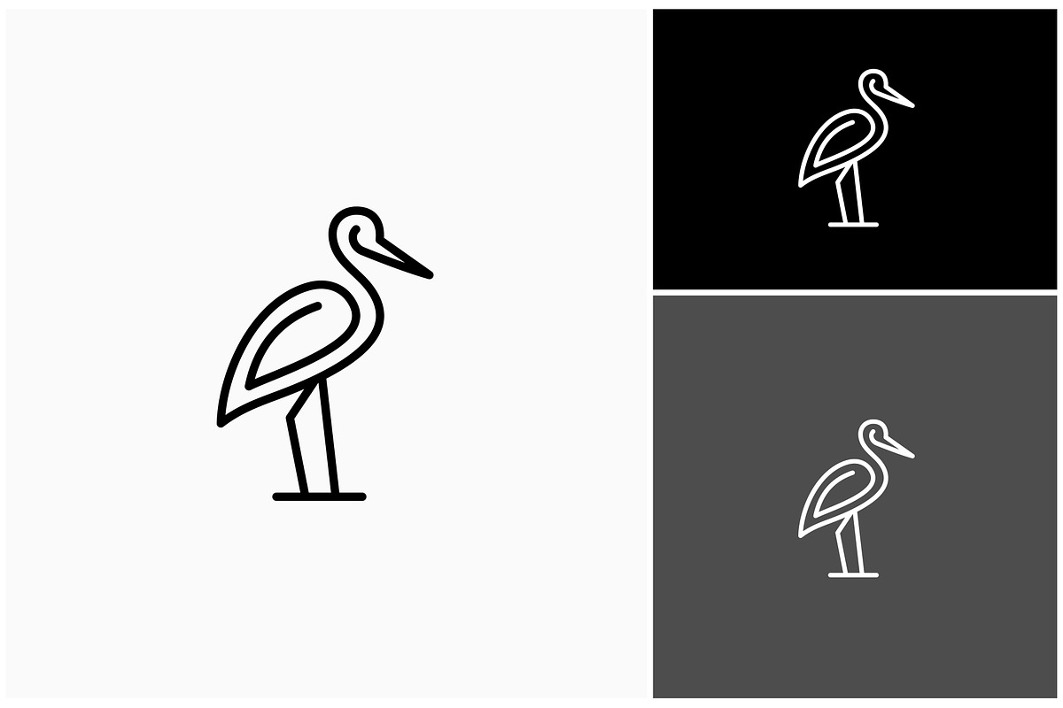 Stork Heron Flamingo Line Art Logo, a Branding & Logo Template by ika trisiana (Photo 1 of 2)