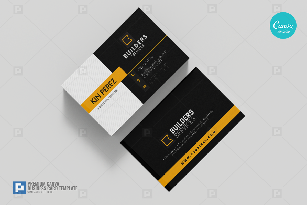 Construction Canva Business Card 14, a Business Card Template by PSDPixel (Photo 2 of 4)