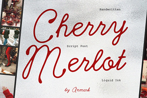 Cherry Merlot Vintage Ink Script, a Script Font by AnMark
