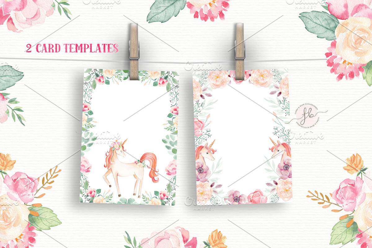 Unicorn Watercolor Set, an Illustration by Flora+Bear (Photo 6 of 7)