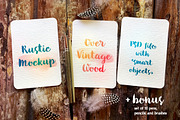 3 Cards: Rustic PSD Mockup, a Print Template by Boho Mockup (Thumbnail 1 of 2)