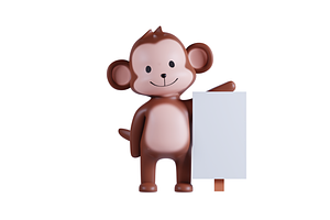 3D Pack Cute Animal Monkey