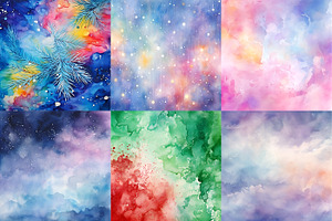 Watercolor Backgrounds. Winter