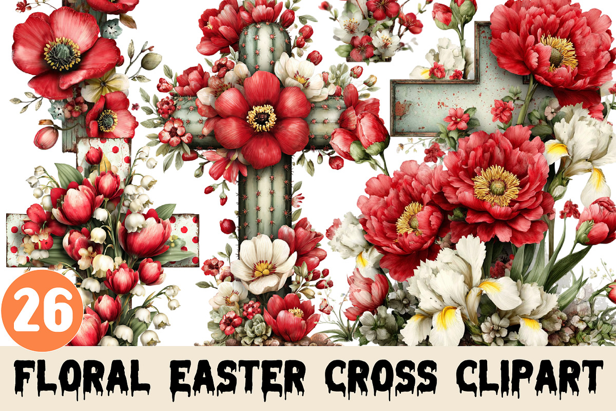 Floral Easter Cross Clipart, a Graphic by CitraGraphics (Photo 1 of 5)