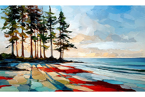 Landscape oil painting tranquil, a Nature Photo by Valenty