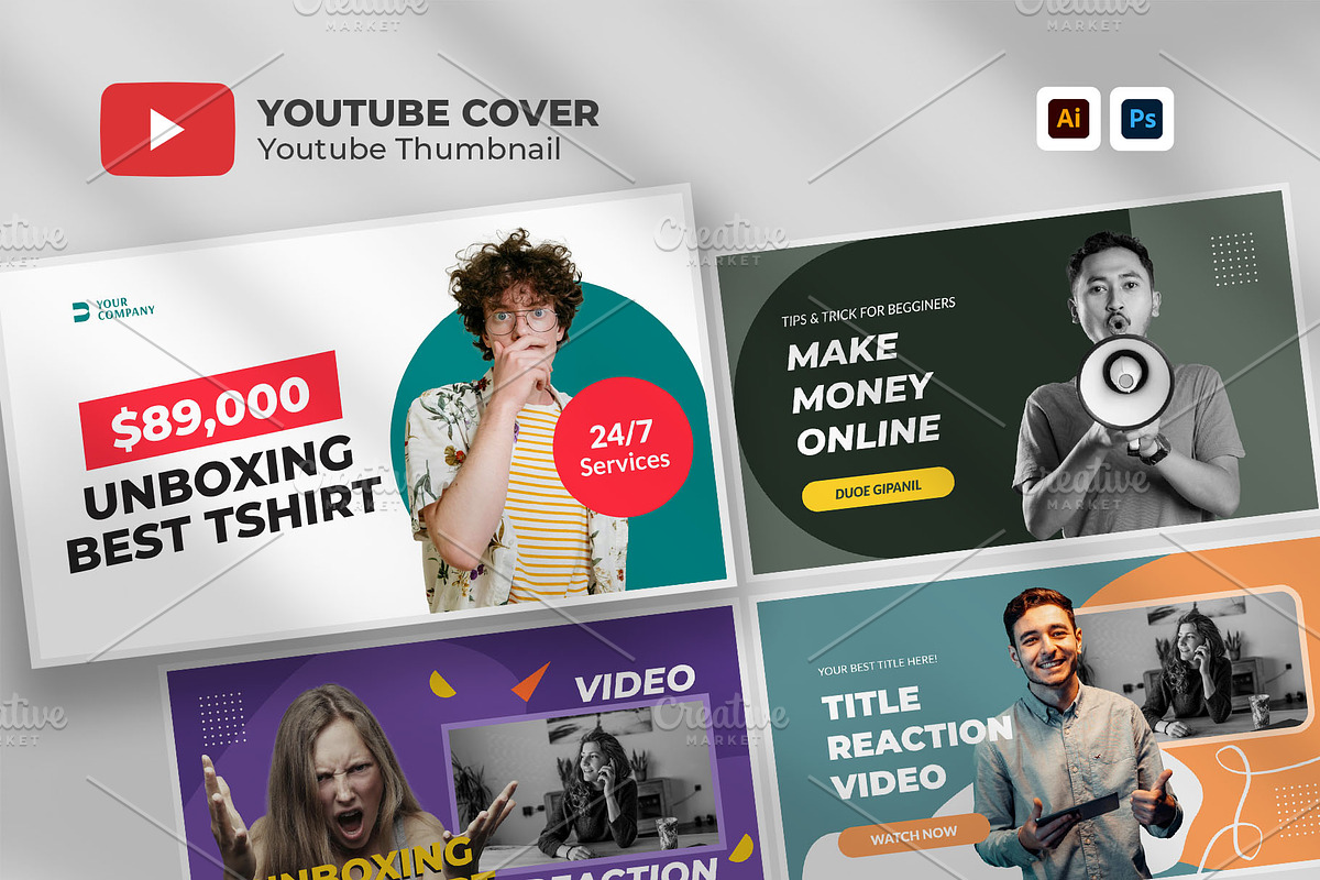 Youtube Thumbnail Cover, a Social Media Template by hekenostudio (Photo 1 of 5)