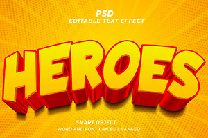 Heroes PSD 3d Editable Text Effect