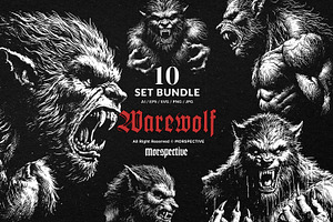 10 Bundle Dark Art Warewolf Monster, an Illustration by Morspective