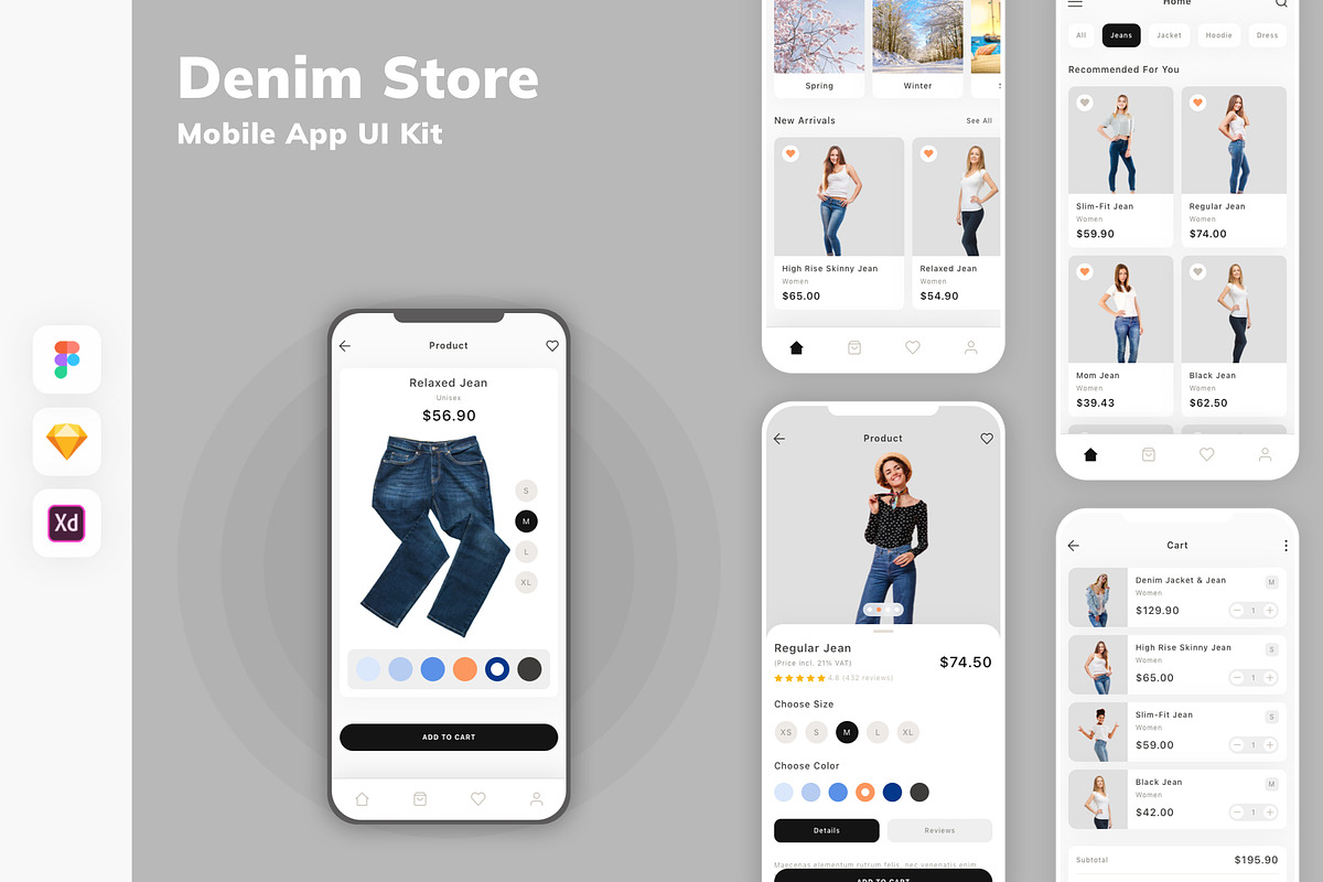 Denim Store Mobile App UI Kit, an UI Kit Template by uicube