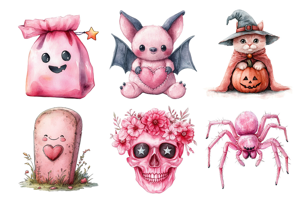 Charm Pink Halloween Clipart, an Illustration by Daily.Designs (Photo 3 of 5)